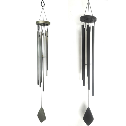 Wind Chimes (12 Inches) - Black/Sliver - 6 Pipe